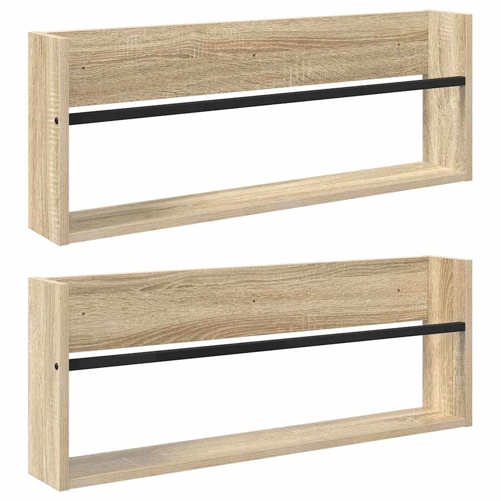 Magasinreol 2 pcs Sonoma eik 80 x 12 x 30 cm Konstruert tre