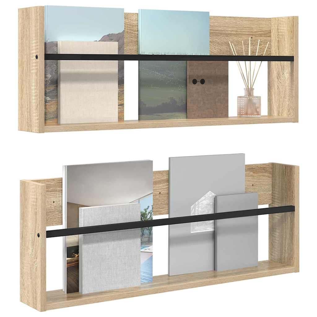 Magasinreol 2 pcs Sonoma eik 80 x 12 x 30 cm Konstruert tre