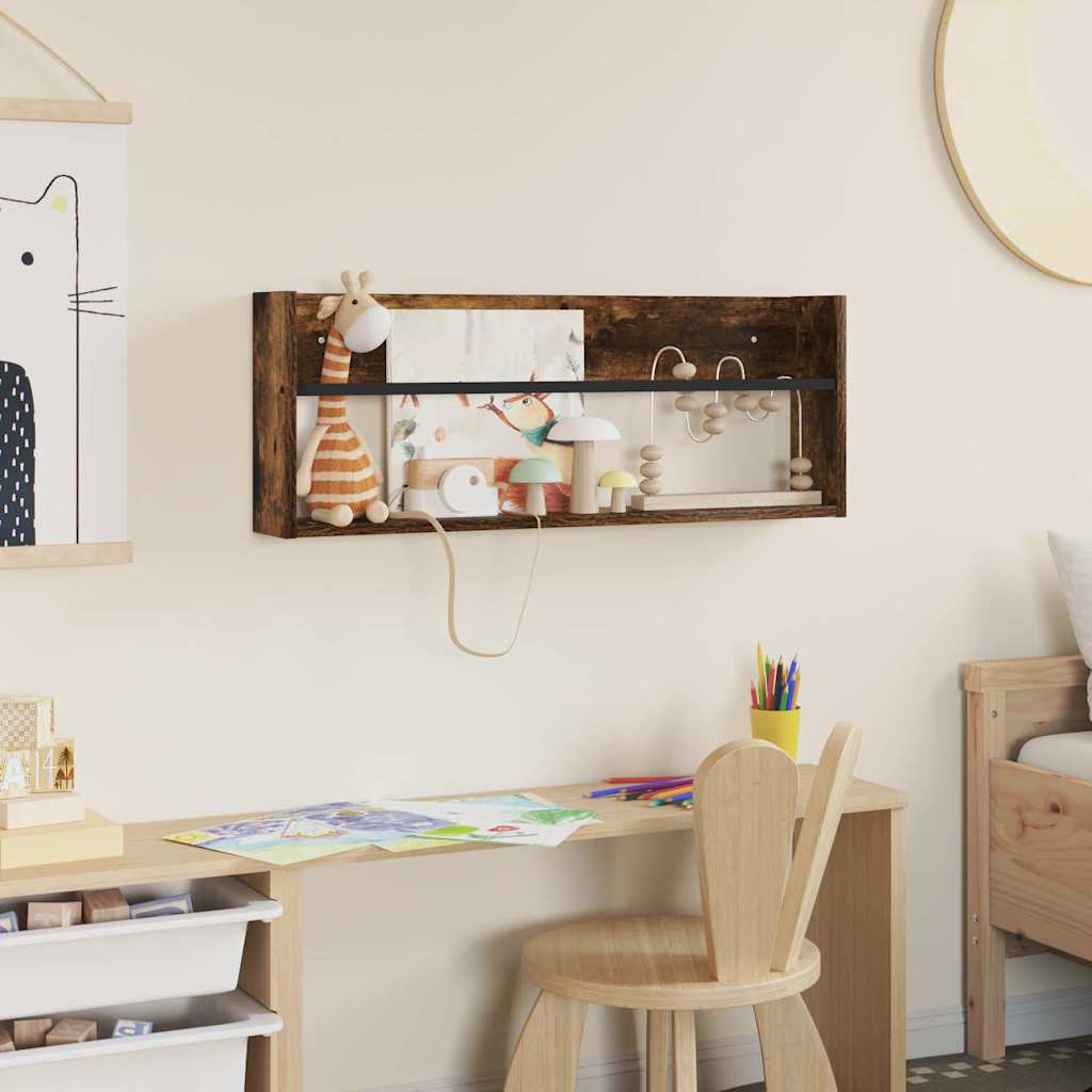 Magasinreol med hylle Røkt eik 80 x 12 x 30 cm Konstruert tre