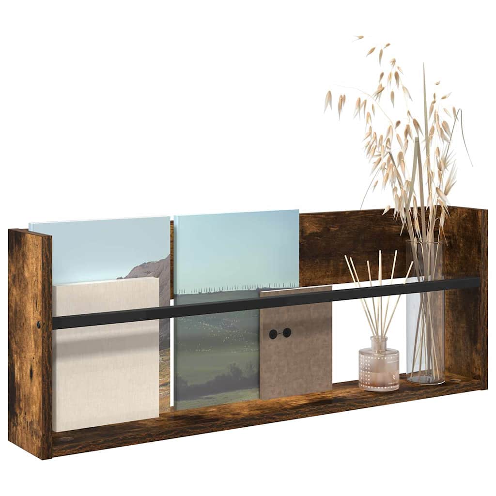 Magasinreol med hylle Røkt eik 80 x 12 x 30 cm Konstruert tre