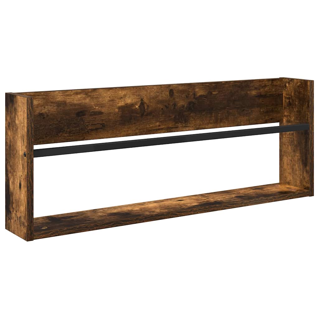 Magasinreol 2 pcs Røkt eik 80 x 12 x 30 cm Konstruert tre