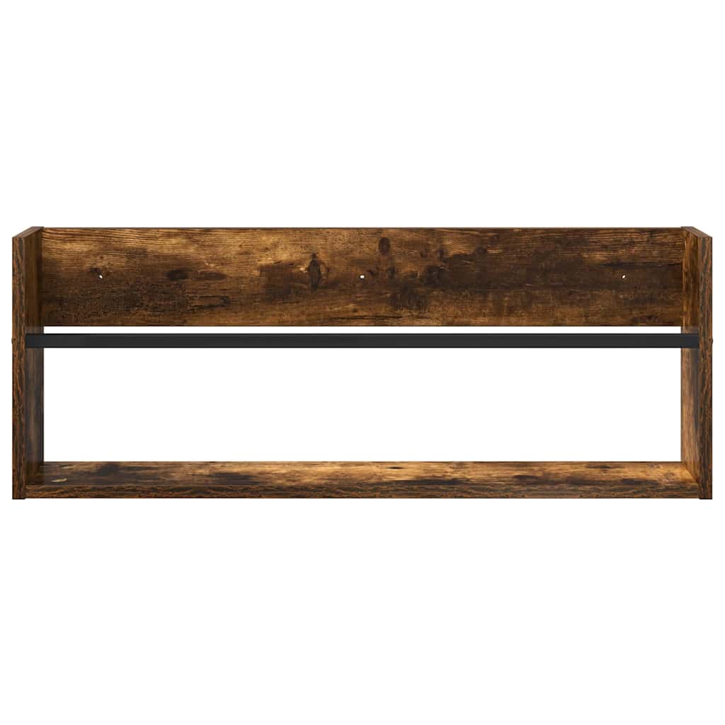 Magasinreol 2 pcs Røkt eik 80 x 12 x 30 cm Konstruert tre