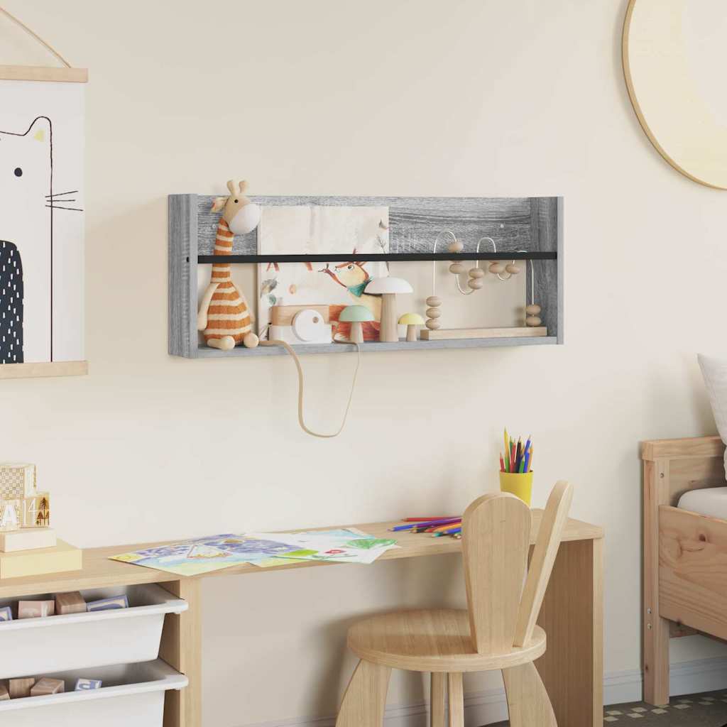 Magasinreol med hylle Grå Sonoma 80 x 12 x 30 cm Konstruert tre