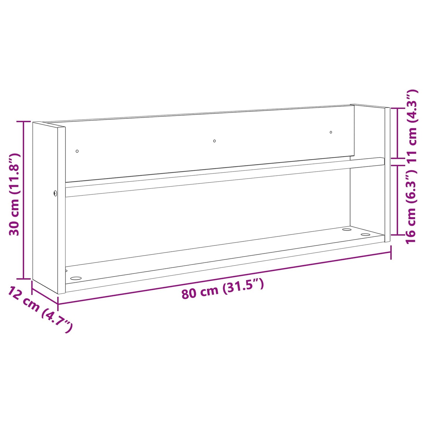 Magasinreol Artisan Eik 80 x 12 x 30 cm Konstruert tre
