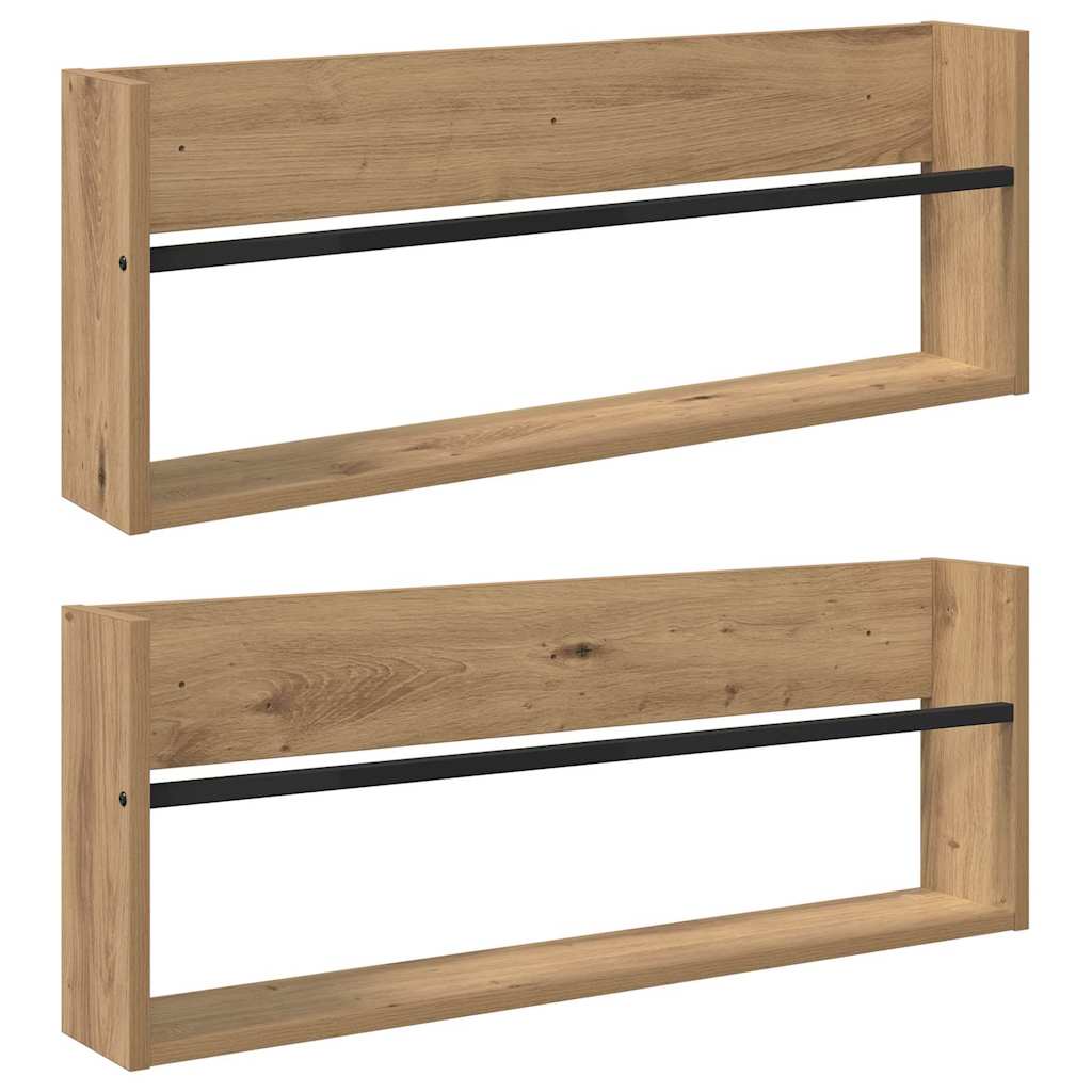 Magasinreol 2 stk. Artisan Eik 80 x 12 x 30 cm Konstruert tre