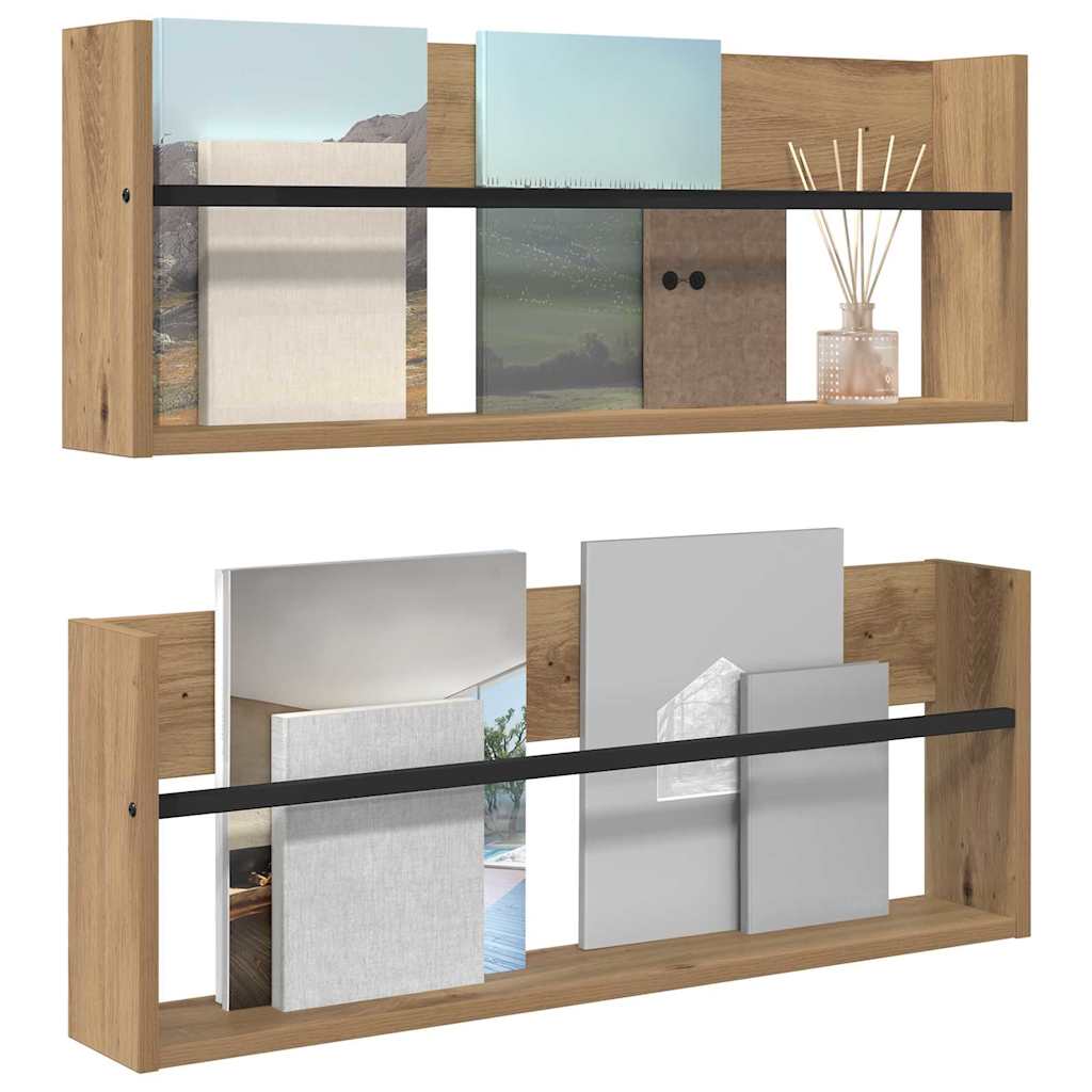 Magasinreol 2 stk. Artisan Eik 80 x 12 x 30 cm Konstruert tre