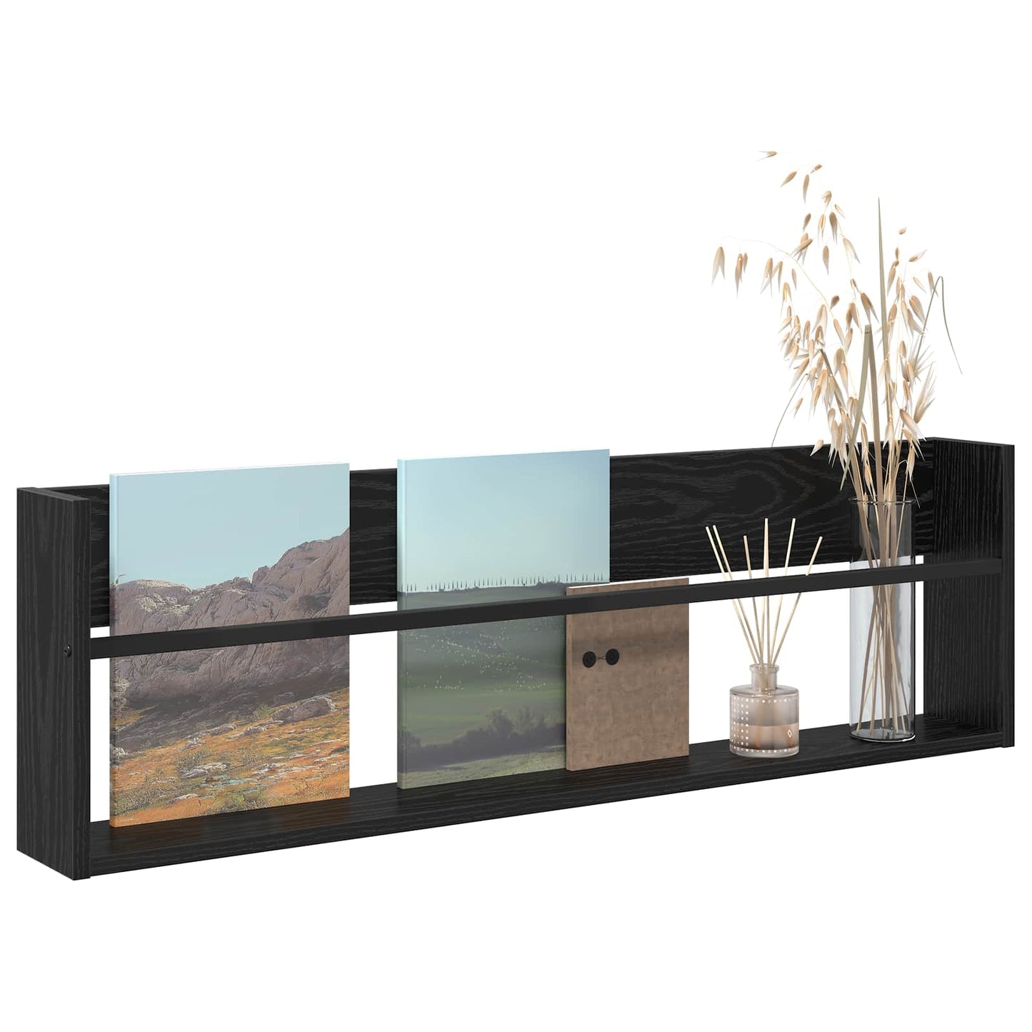 Magasinreol med hylle Svart Eik 100 x 12 x 30 cm Konstruert tre