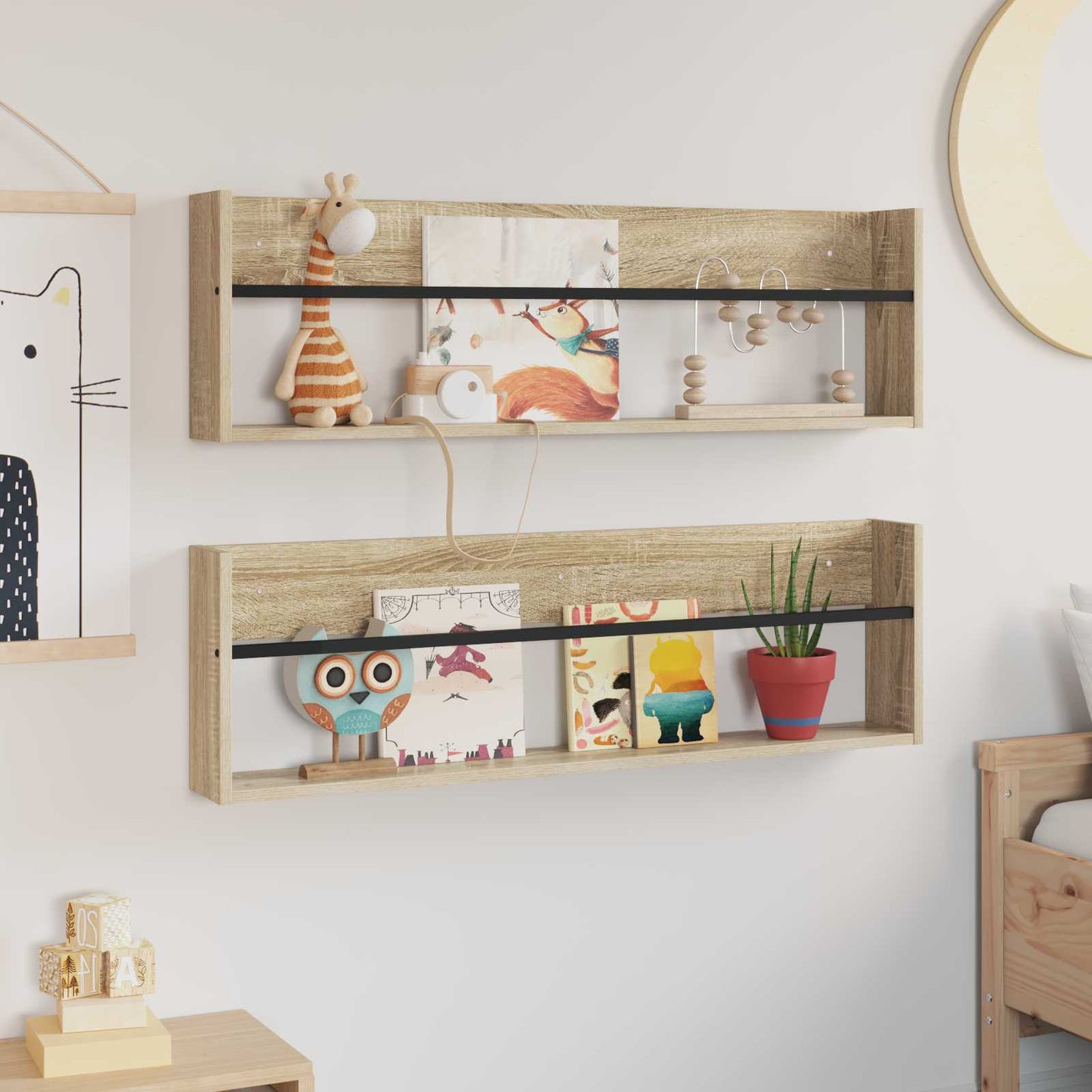 Magasinreol 2 pcs Sonoma eik 100 x 12 x 30 cm Konstruert tre