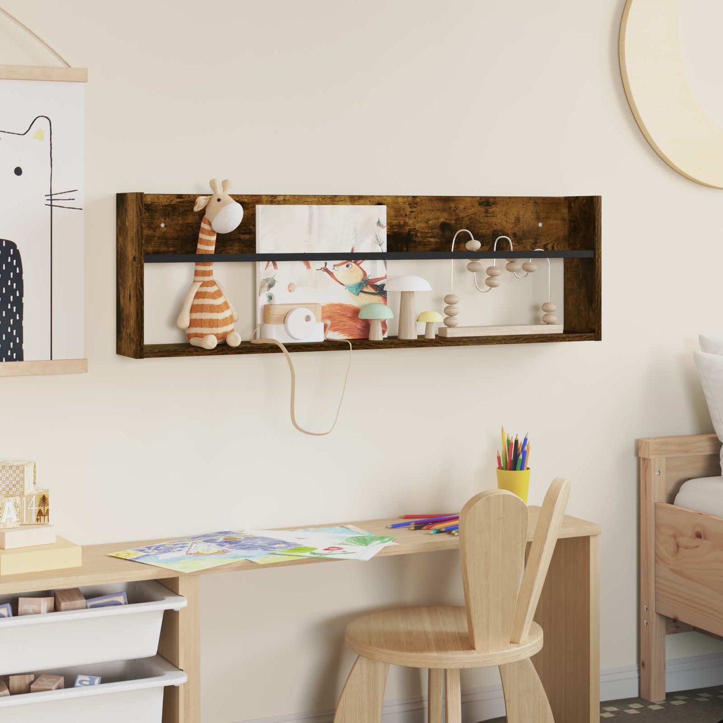 Magasinreol med hylle Røkt eik 100 x 12 x 30 cm Konstruert tre