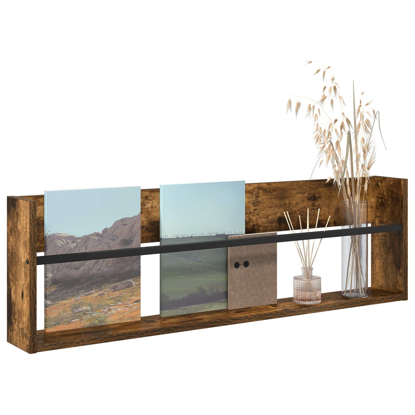 Magasinreol med hylle Røkt eik 100 x 12 x 30 cm Konstruert tre