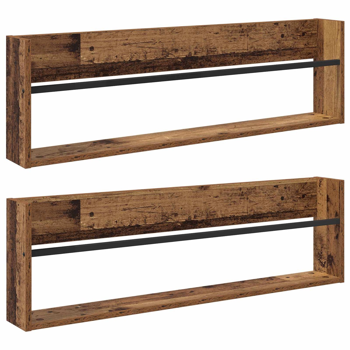 Magasinreol 2 pcs Gammelt tre 100 x 12 x 30 cm Konstruert tre