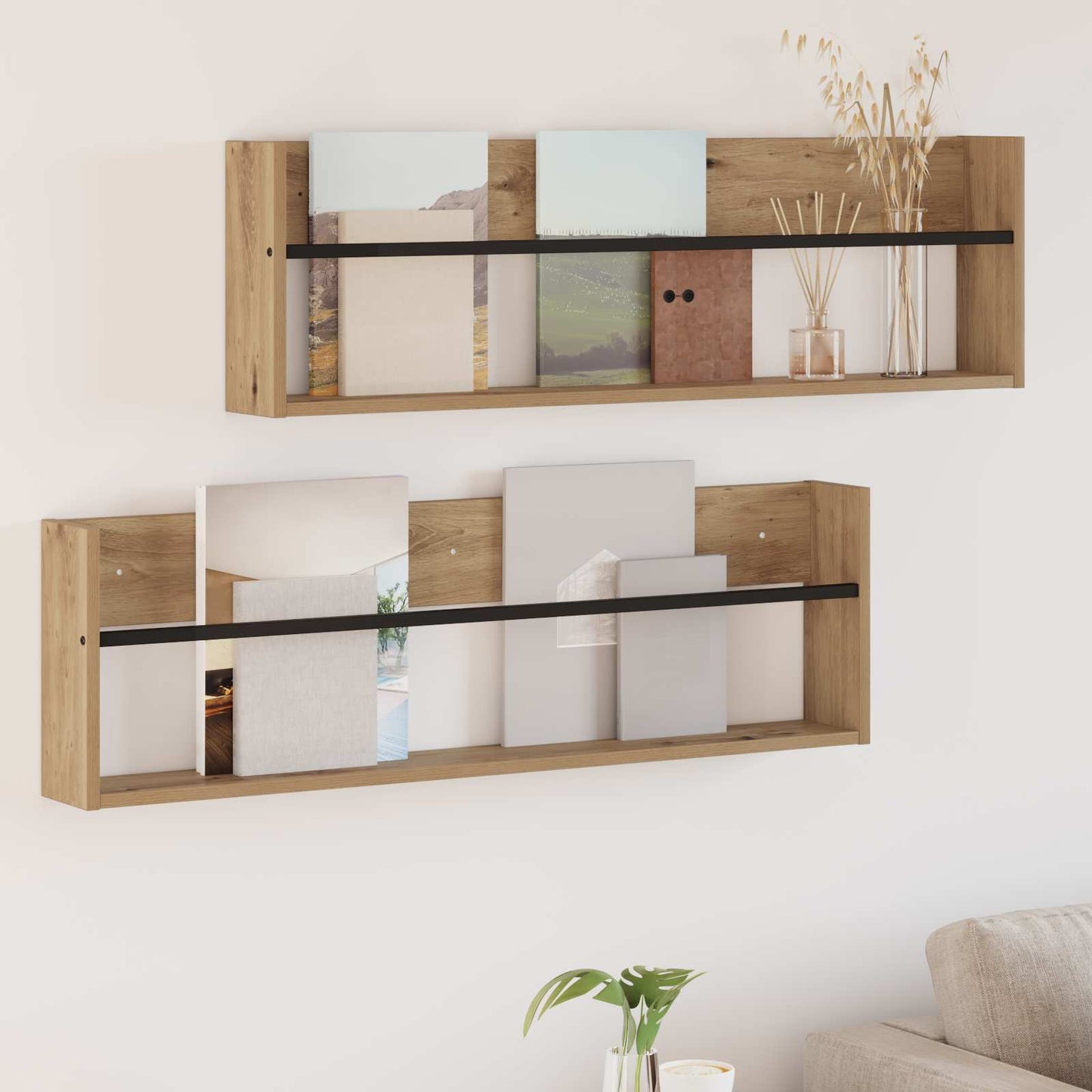 Magasinreol 2 pcs Artisan Eik 100 x 12 x 30 cm Konstruert tre