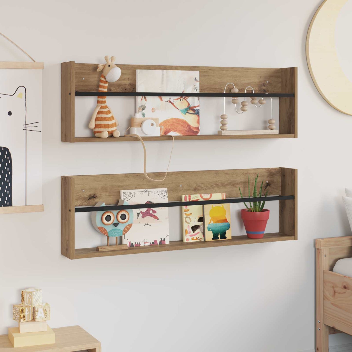 Magasinreol 2 pcs Artisan Eik 100 x 12 x 30 cm Konstruert tre
