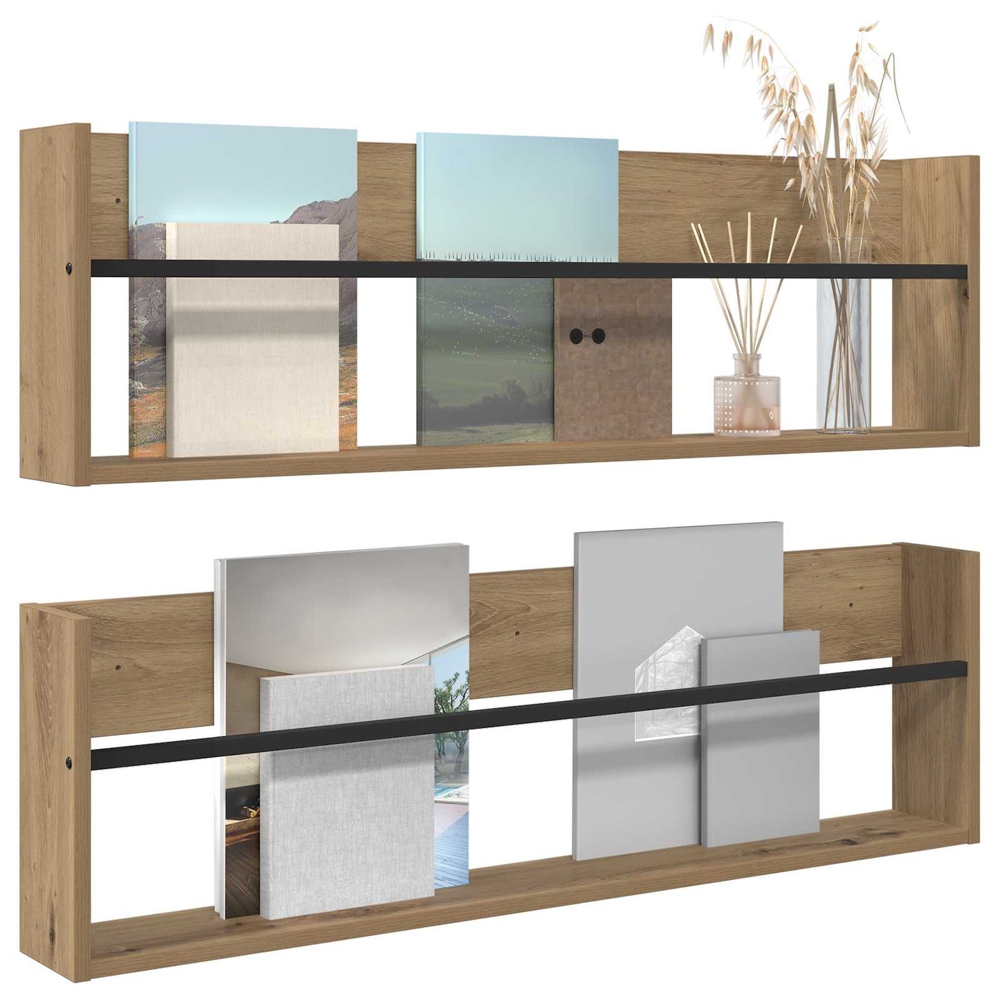 Magasinreol 2 pcs Artisan Eik 100 x 12 x 30 cm Konstruert tre