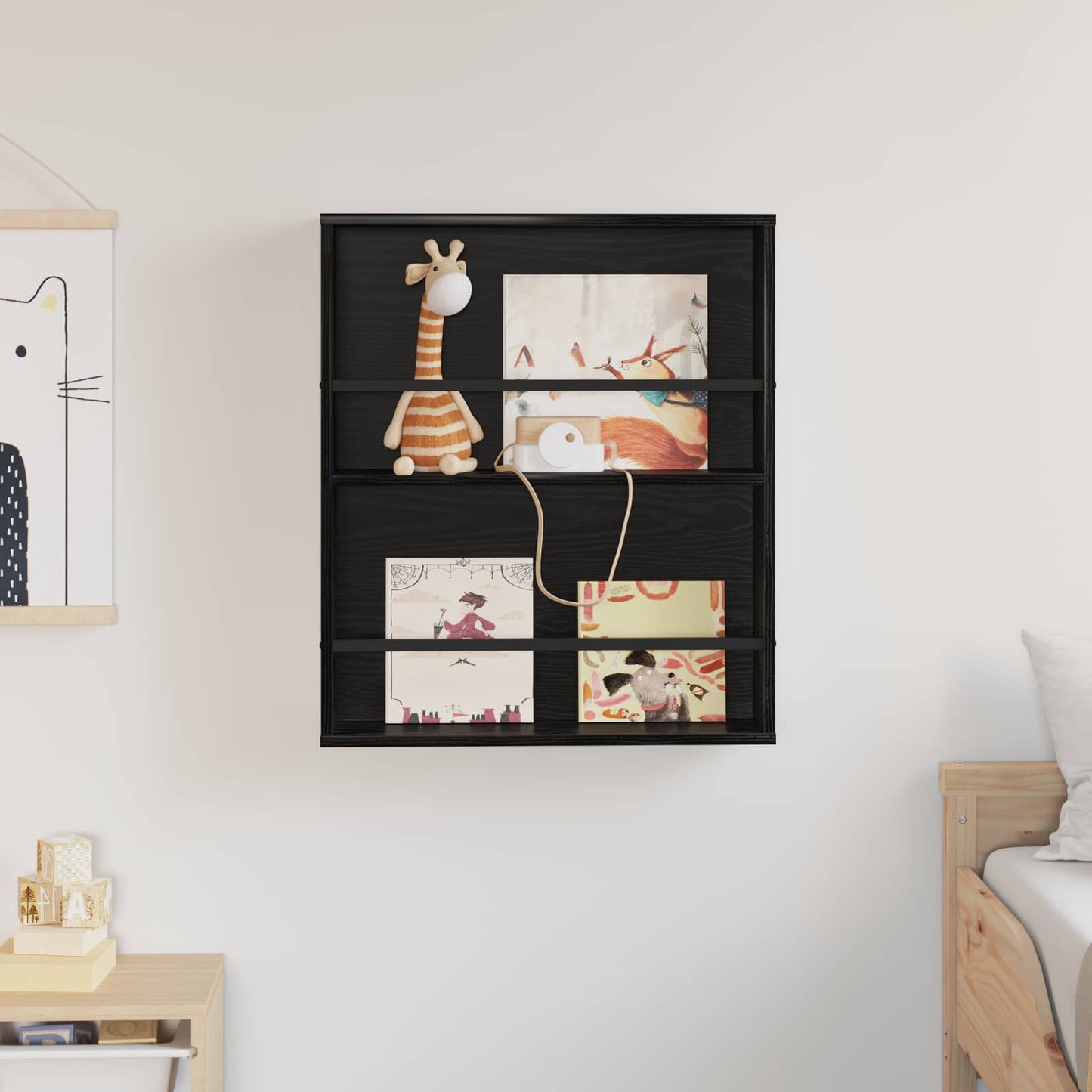 Magasinreol med hylle Svart Eik 60 x 12 x 70 cm Konstruert tre