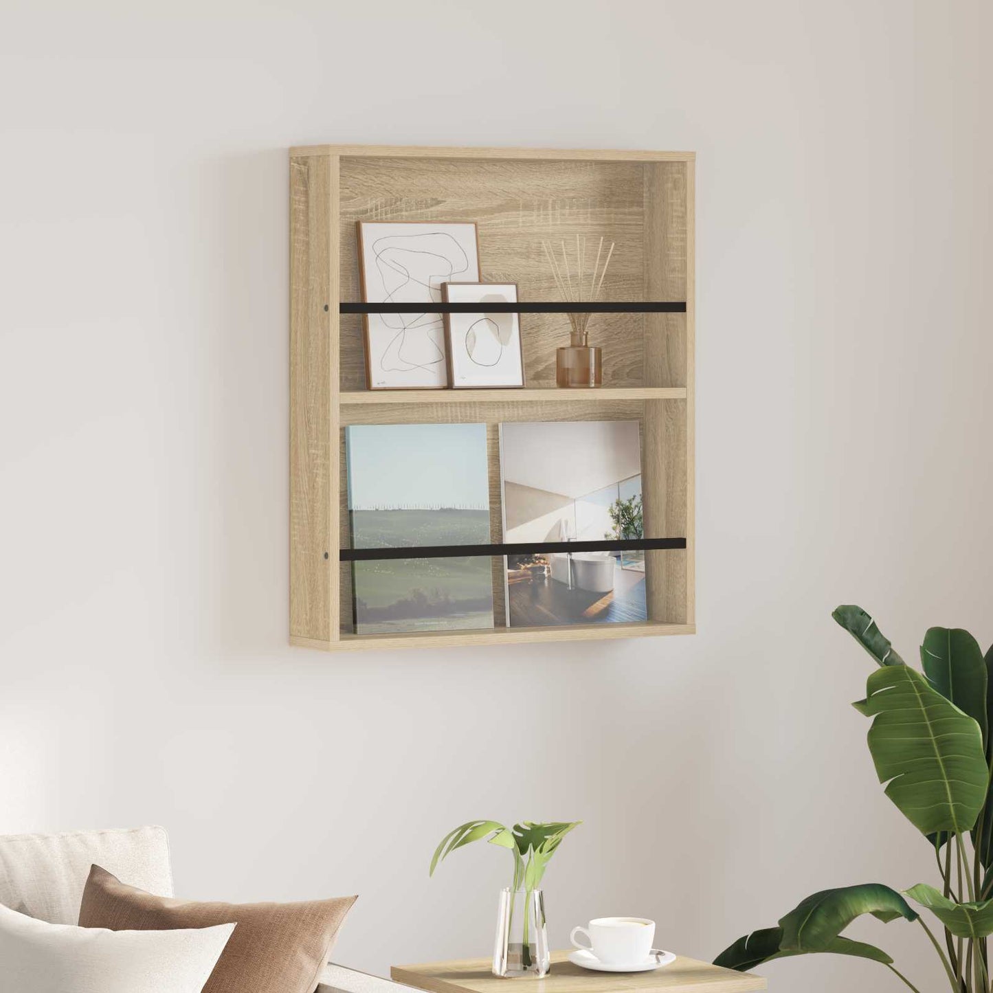 Magasinreol med hylle Sonoma eik 60 x 12 x 70 cm Konstruert tre