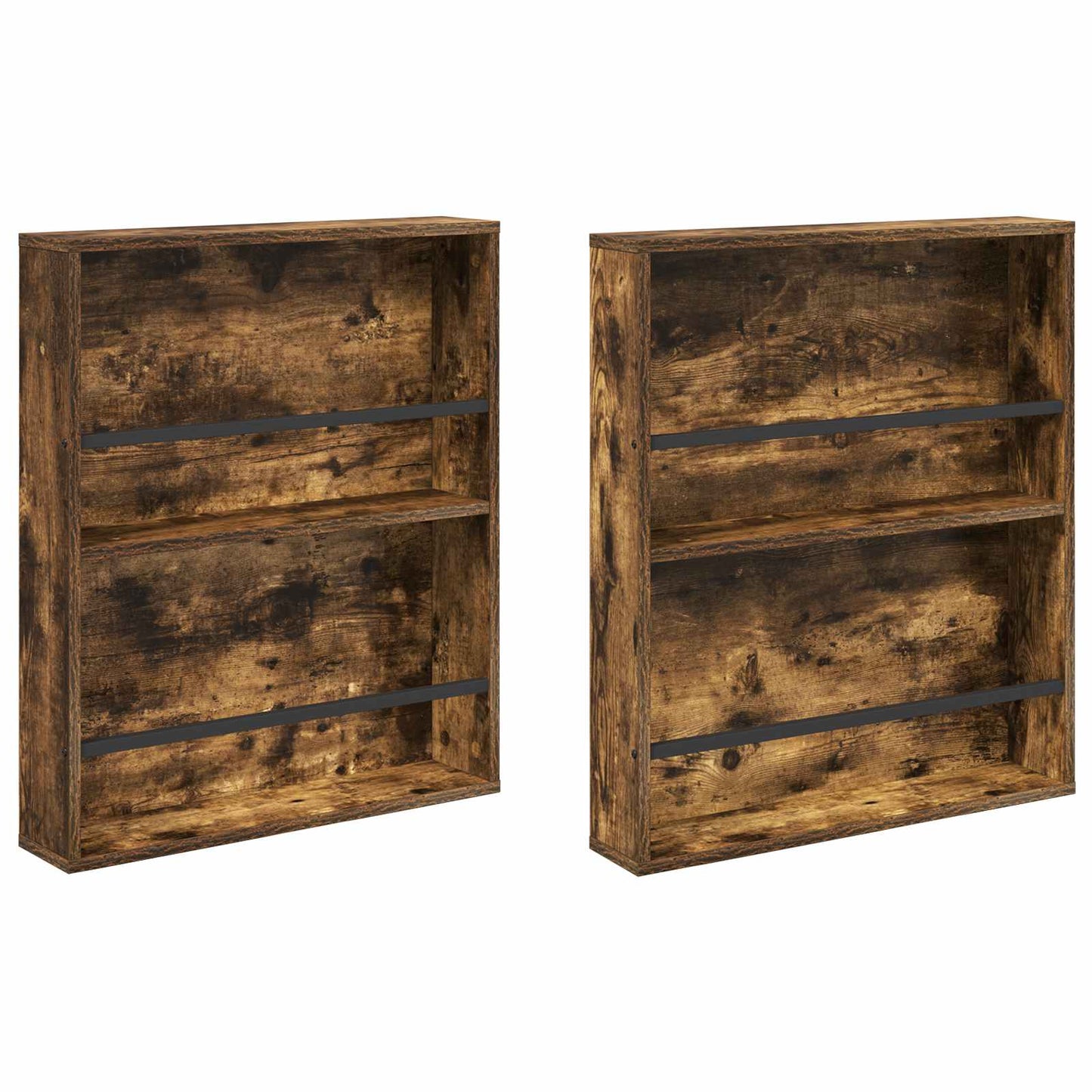 Magasinreol 2 pcs Røkt eik 60 x 12 x 70 cm Konstruert tre