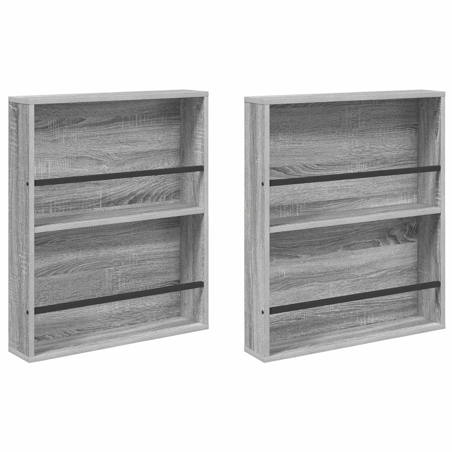 Magasinreol 2 pcs Grå Sonoma 60 x 12 x 70 cm Konstruert tre