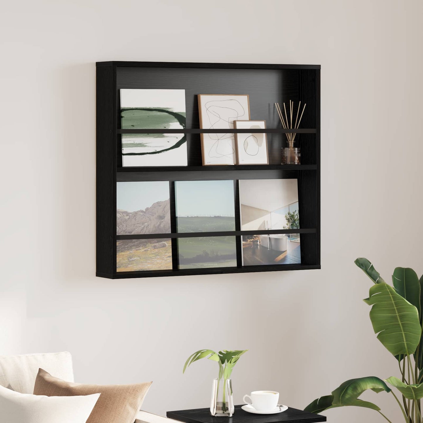 Magasinreol med hylle Svart Eik 80 x 12 x 70 cm Konstruert tre