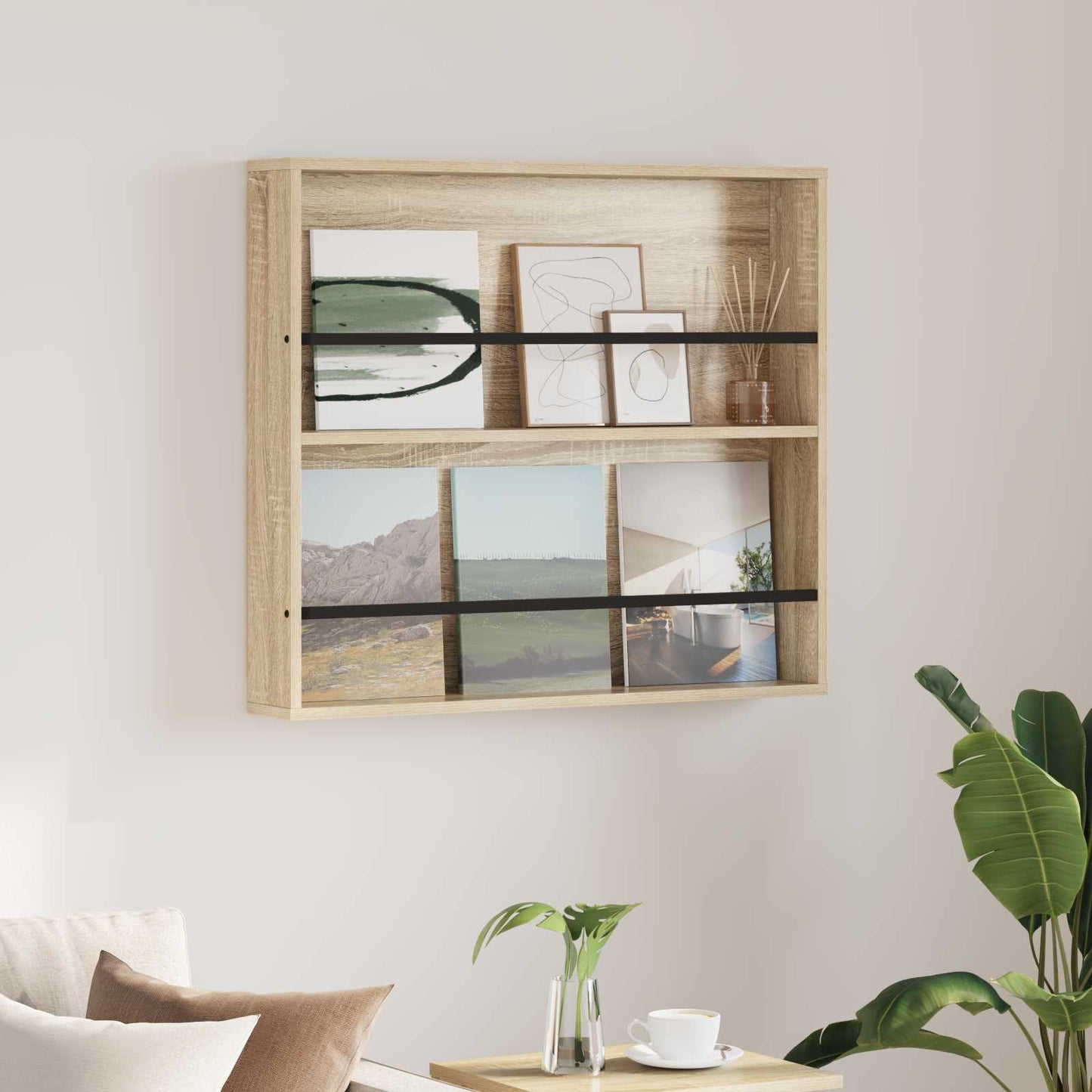 Magasinreol med hylle Sonoma eik 80 x 12 x 70 cm Konstruert tre
