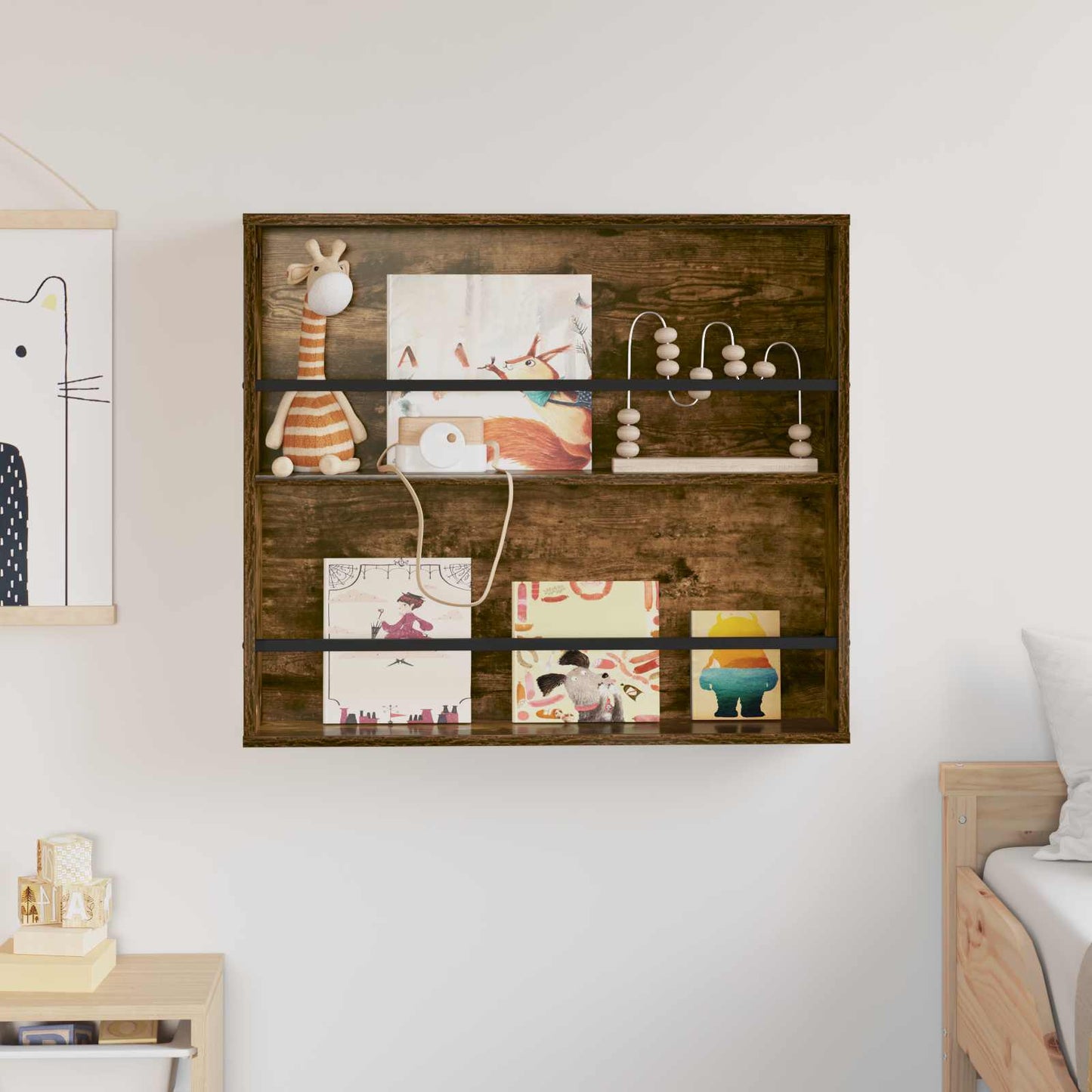 Magasinreol med hylle Røkt eik 80 x 12 x 70 cm Konstruert tre