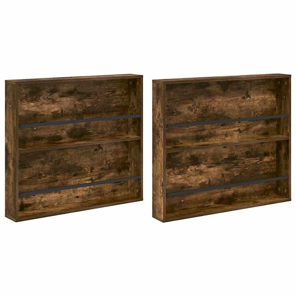 Magasinreol 2 pcs Røkt eik 80 x 12 x 70 cm Konstruert tre