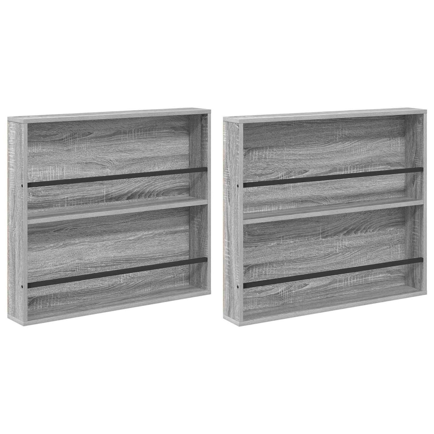 Magasinreol 2 pcs Grå Sonoma 80 x 12 x 70 cm Konstruert tre