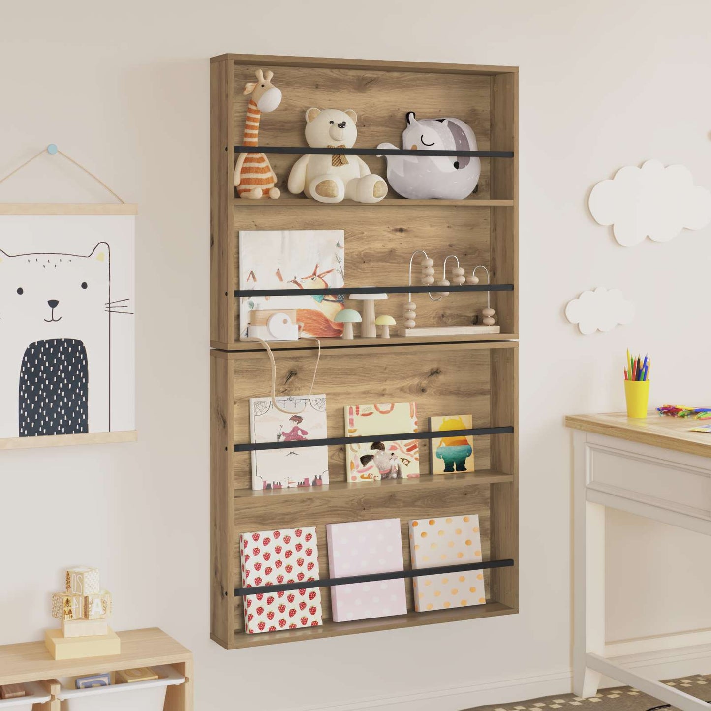 Magasinreol 2 pcs Artisan Eik 80 x 12 x 70 cm Konstruert tre