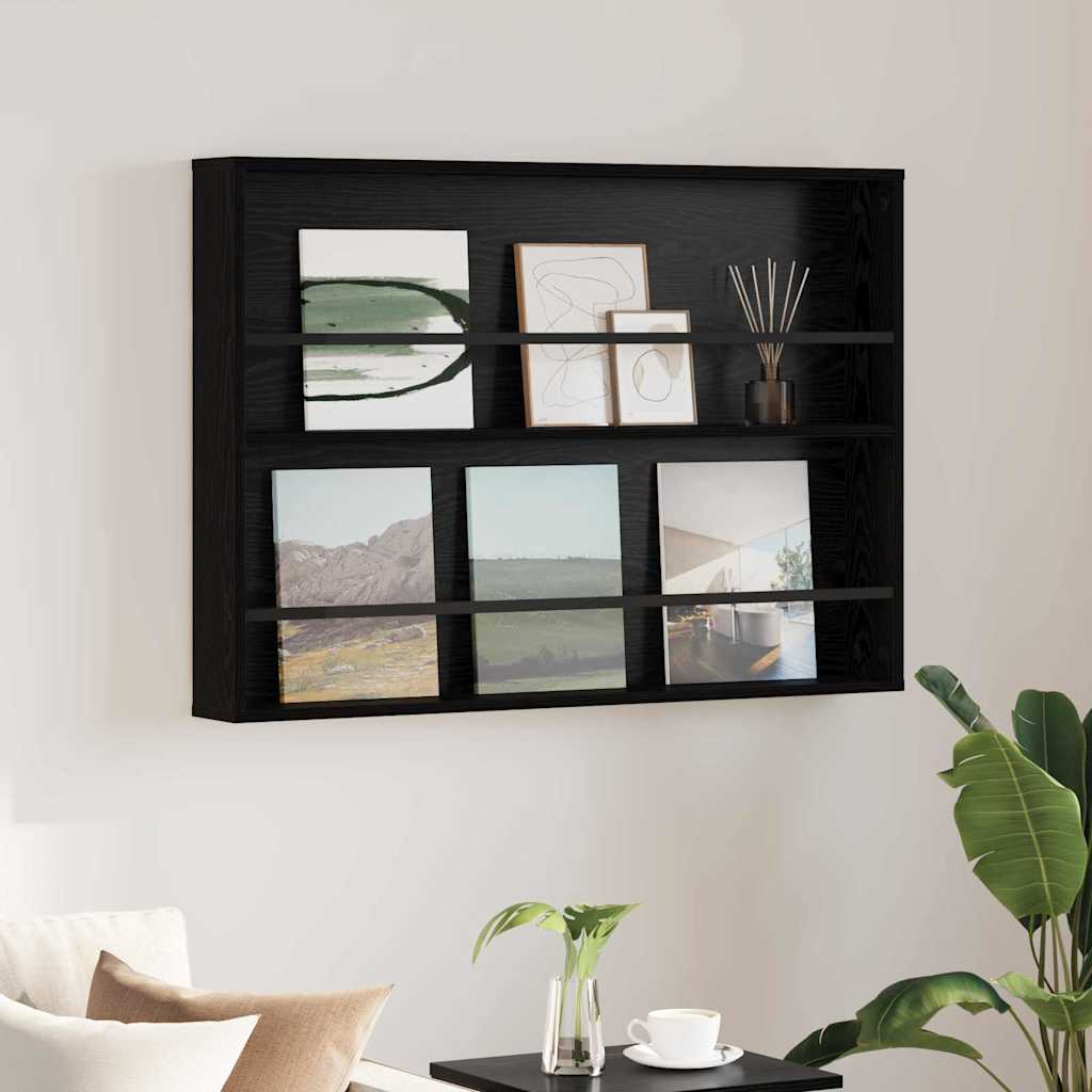 Magasinreol med hylle Svart Eik 100 x 12 x 70 cm Konstruert tre