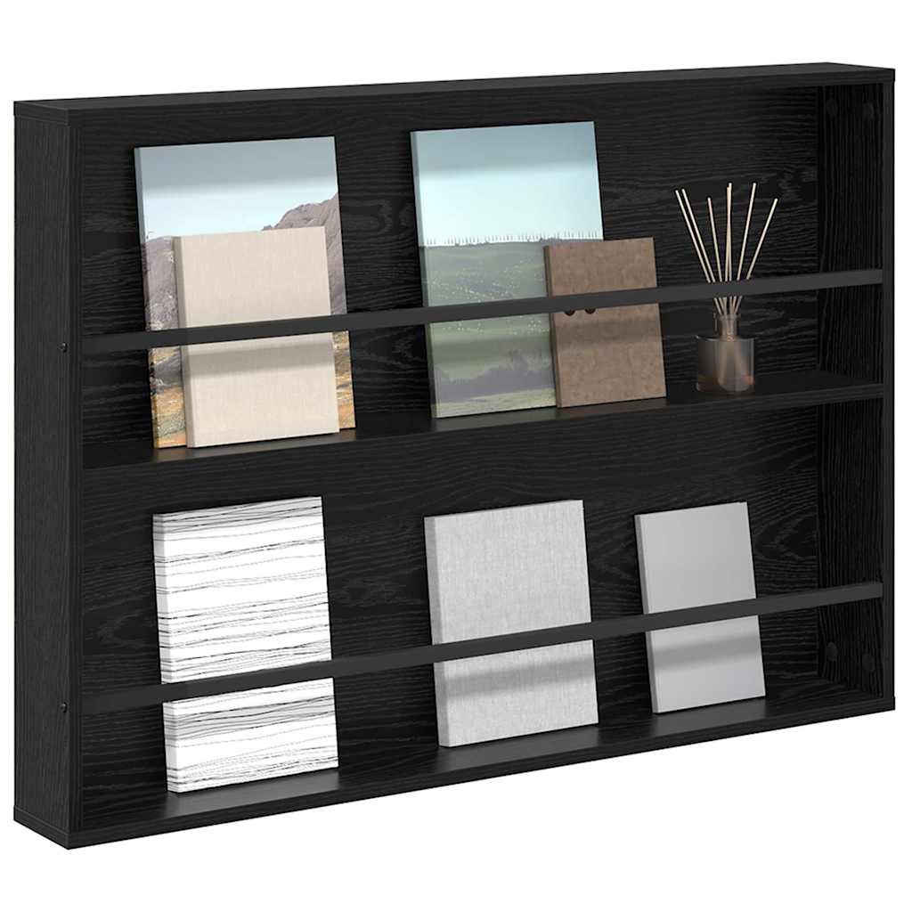 Magasinreol med hylle Svart Eik 100 x 12 x 70 cm Konstruert tre