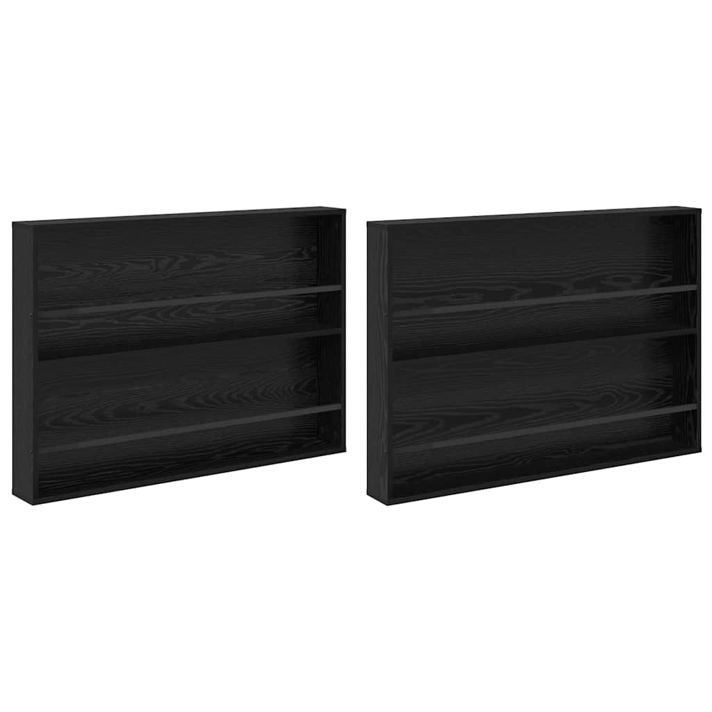 Magasinreol 2 pcs Svart Eik 100 x 12 x 70 cm Konstruert tre
