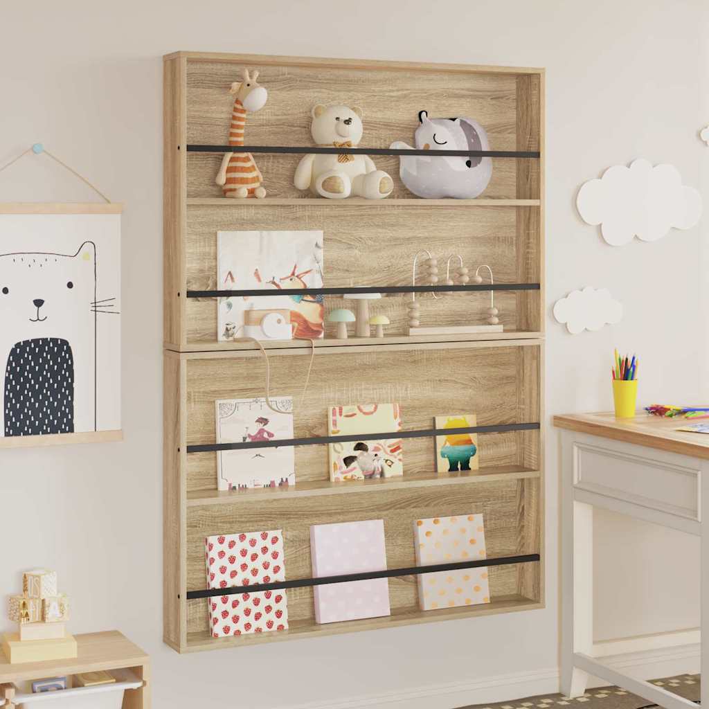 Magasinreol 2 pcs Sonoma eik 100 x 12 x 70 cm Konstruert tre