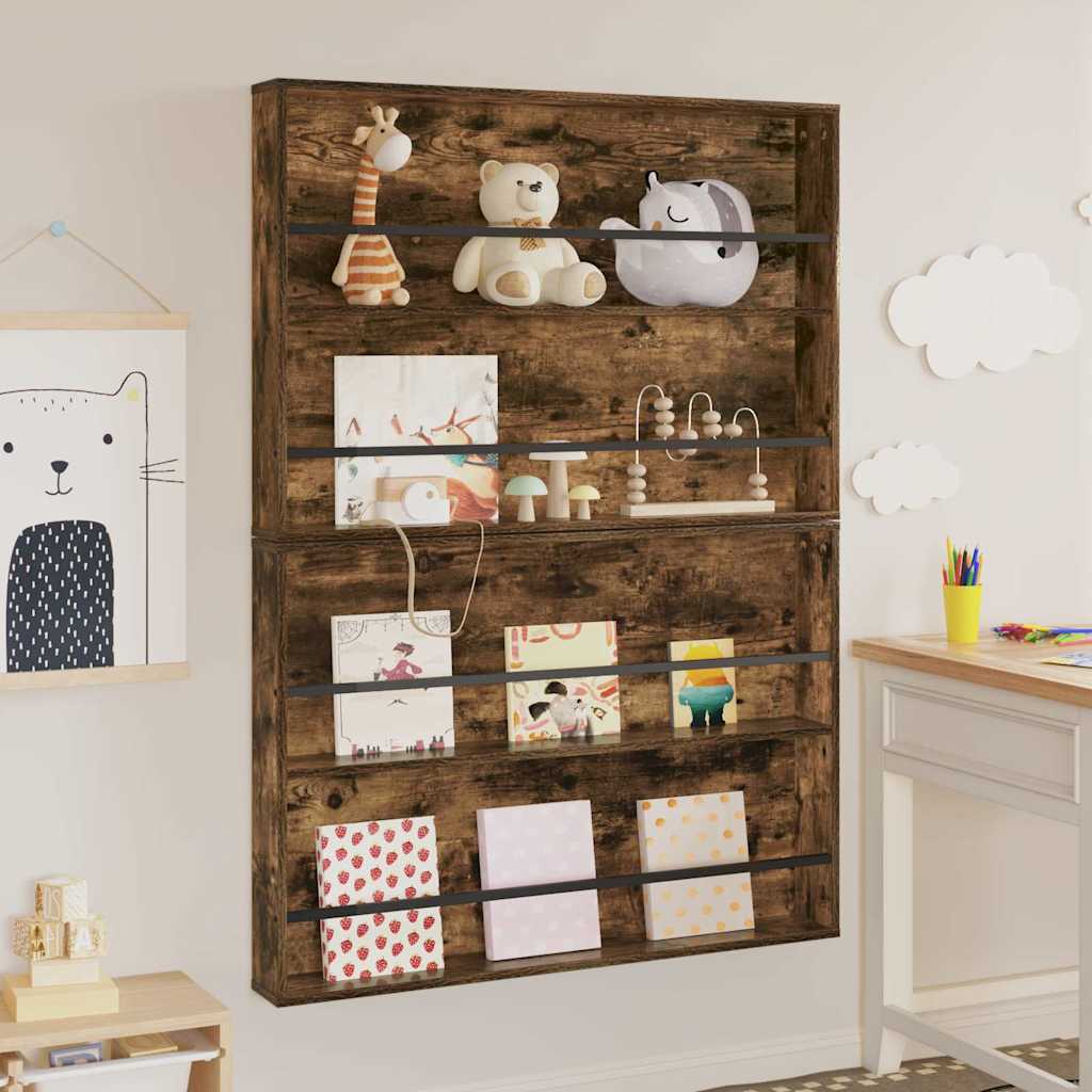 Magasinreol 2 pcs Røkt eik 100 x 12 x 70 cm Konstruert tre