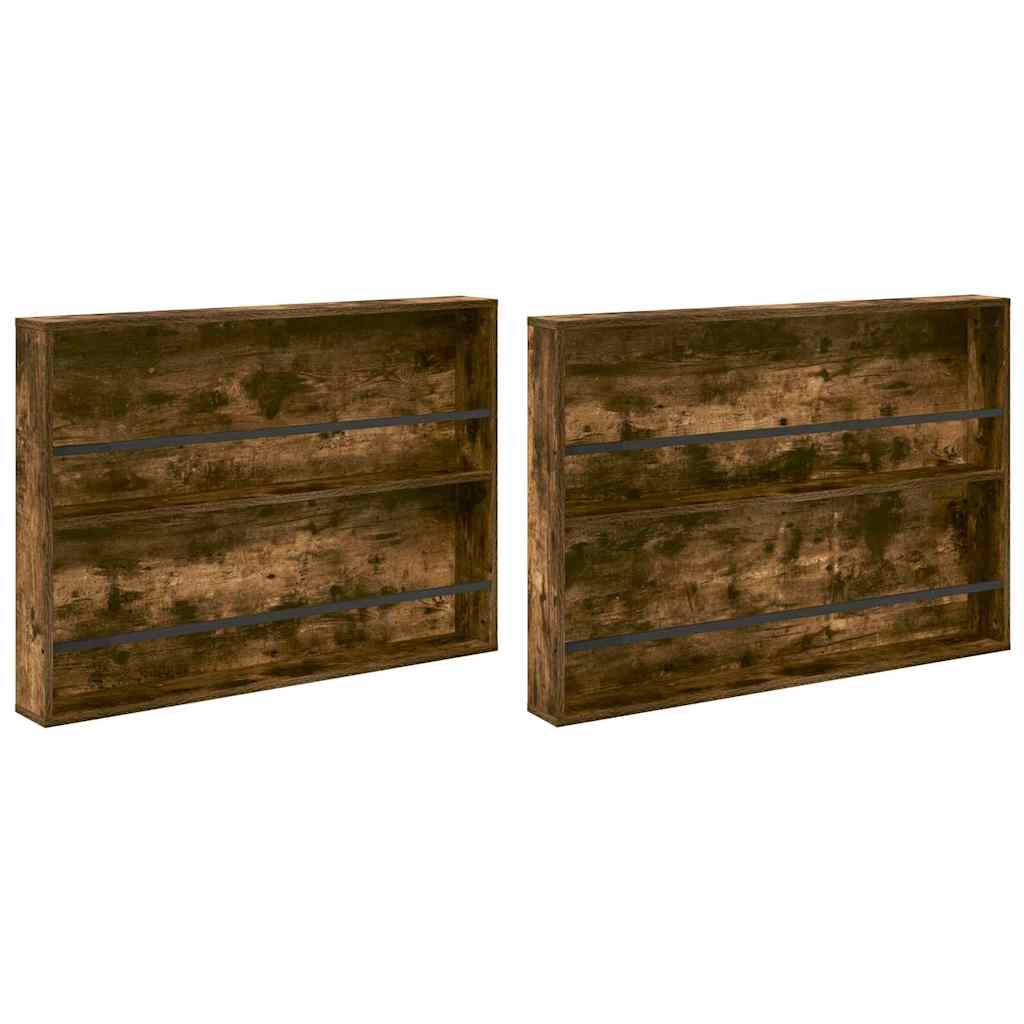 Magasinreol 2 pcs Røkt eik 100 x 12 x 70 cm Konstruert tre