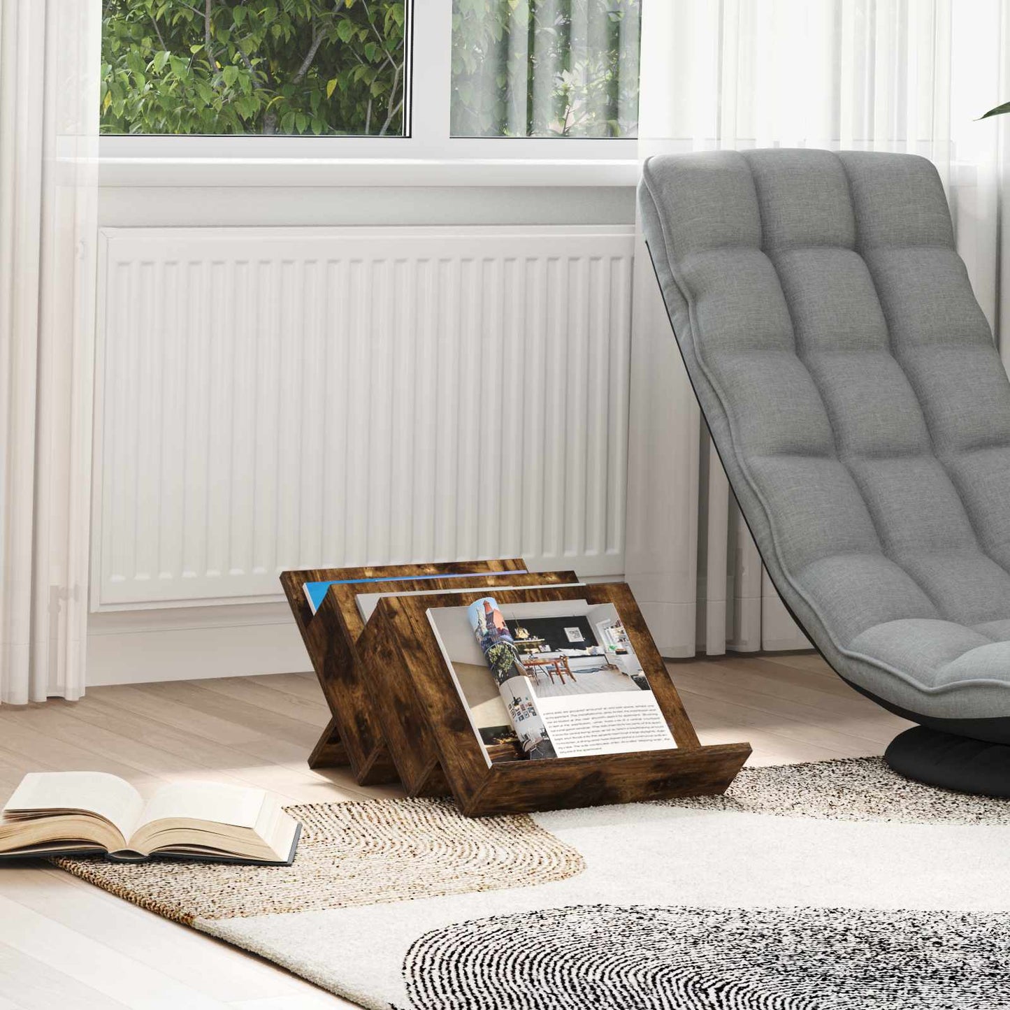 Magasinreol med hylle Røkt eik 53 x 40 x 28,5 cm Konstruert tre