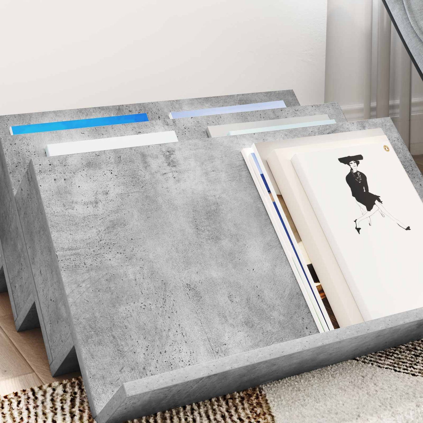 Magasinreol Betonggrå 65 x 53 x 28,5 cm Konstruert tre