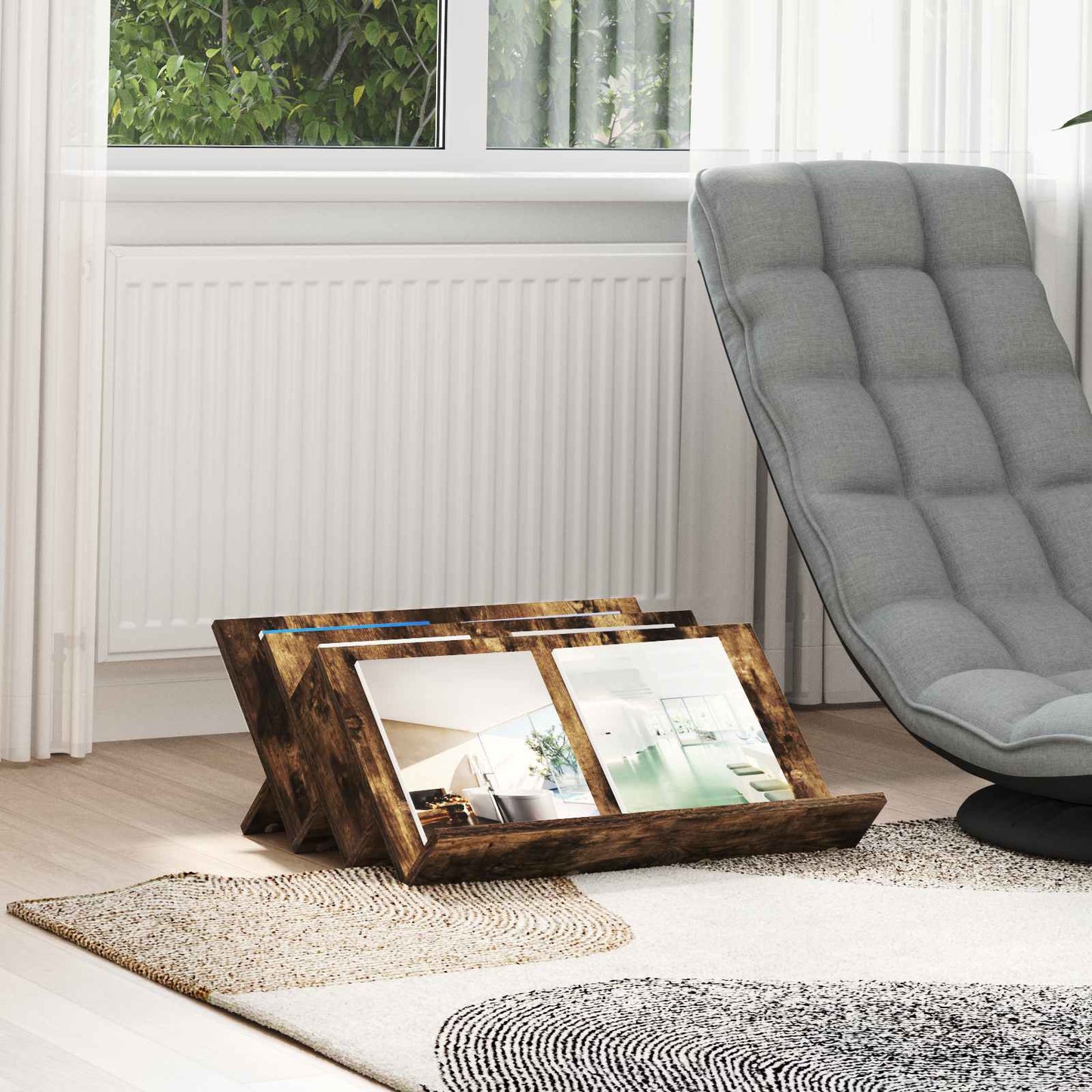 Magasinreol med hylle Røkt eik 65 x 53 x 28,5 cm Konstruert tre