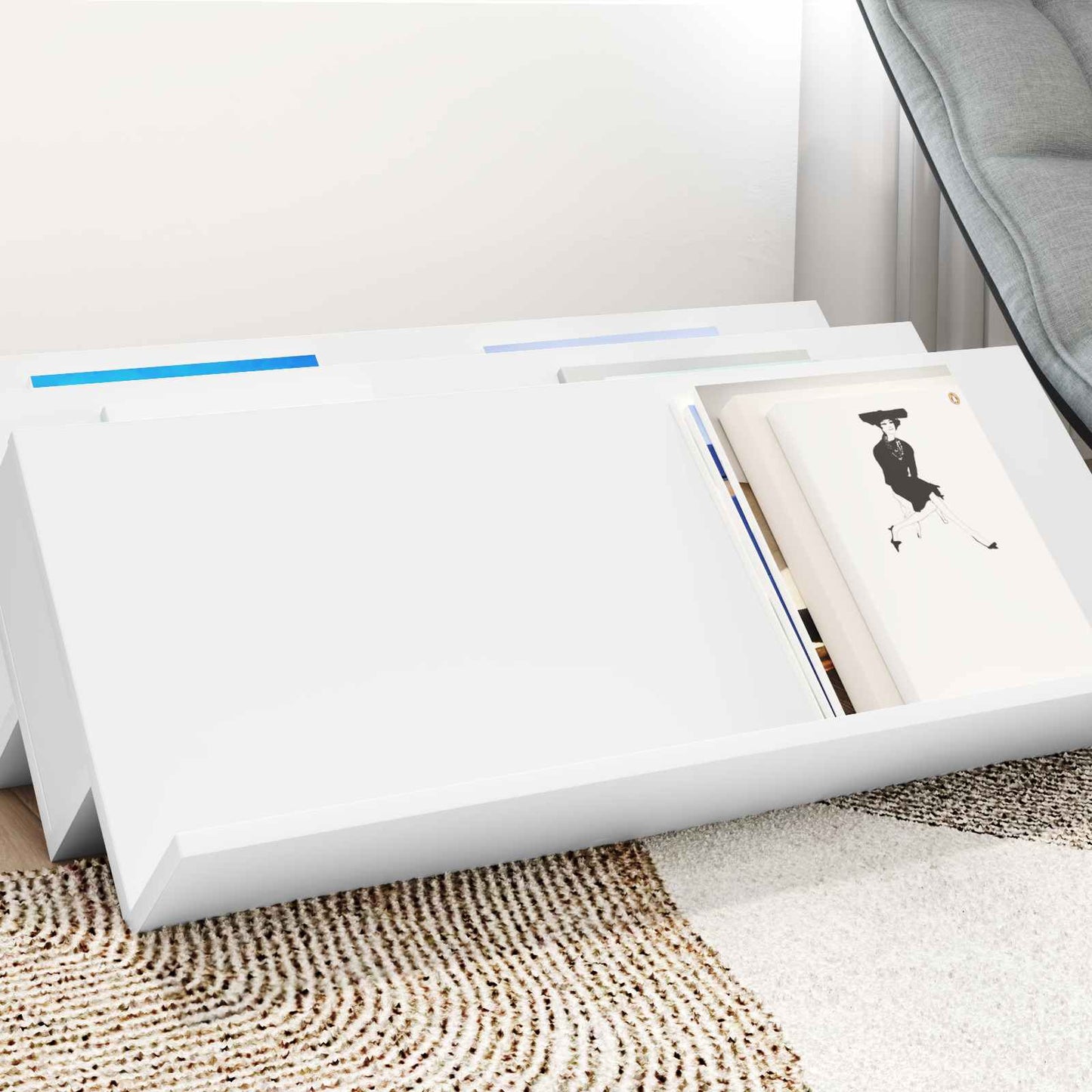 Magasinreol med hylle Hvit 90 x 53 x 28,5 cm Konstruert tre
