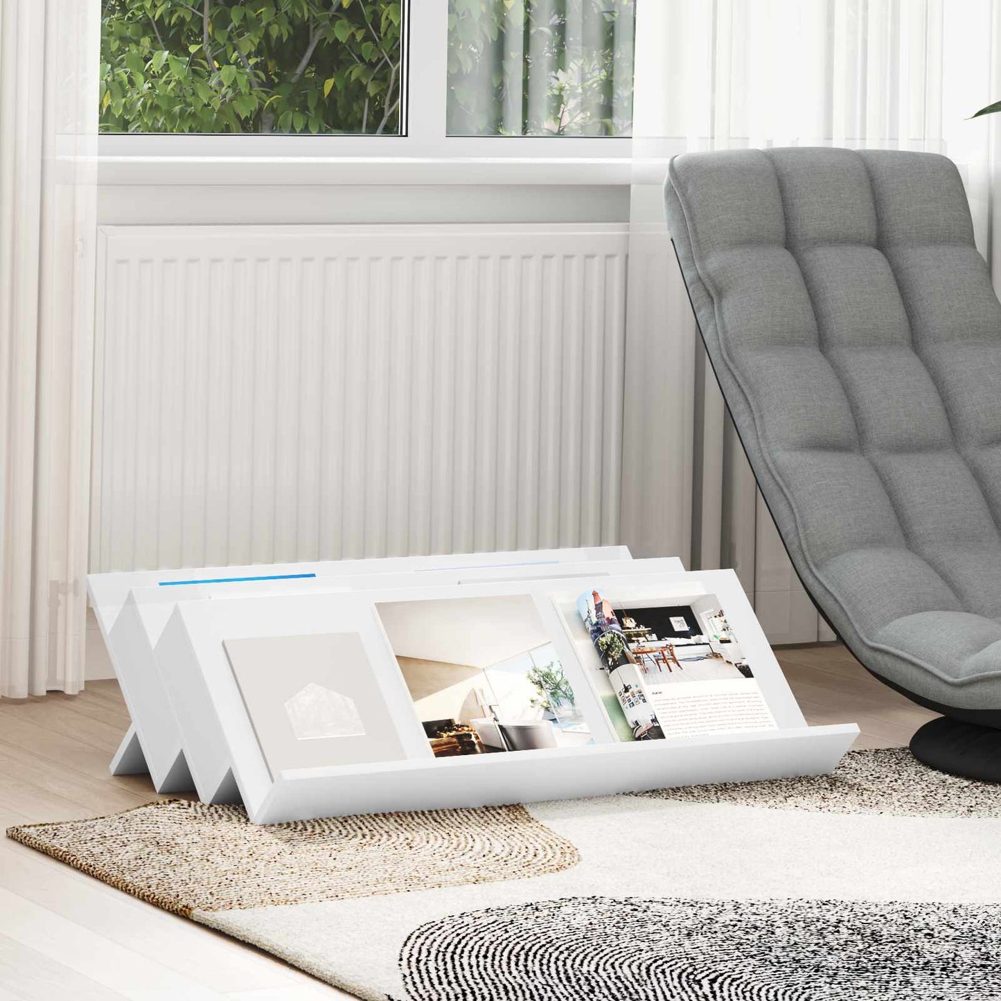 Magasinreol med hylle Hvit 90 x 53 x 28,5 cm Konstruert tre