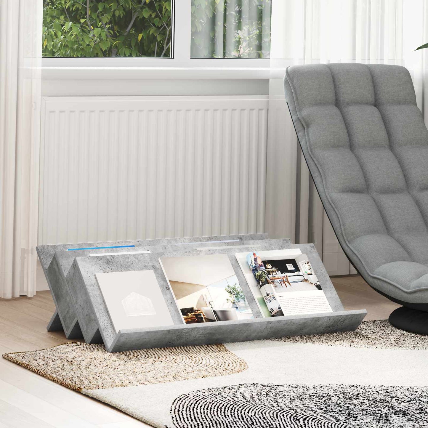 Magasinreol Betonggrå 90 x 53 x 28,5 cm Konstruert tre