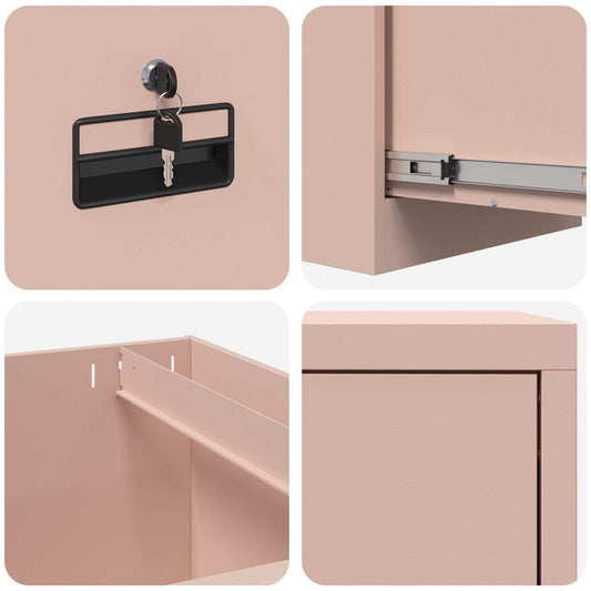 Arkivskap med lås 2 pcs Rosa 44 x 50 x 139 cm Kaldvalsget Stål