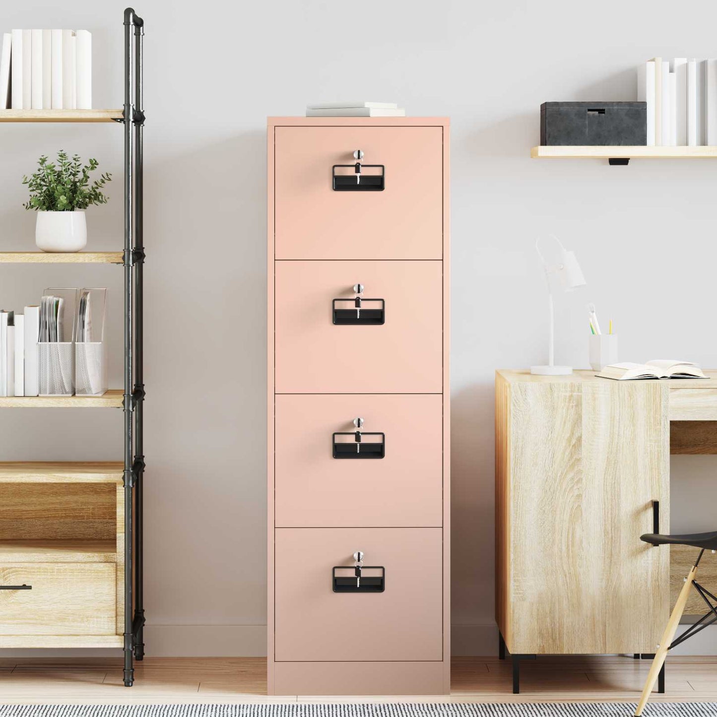 Arkivskap med lås 2 pcs Rosa 44 x 50 x 139 cm Kaldvalsget Stål