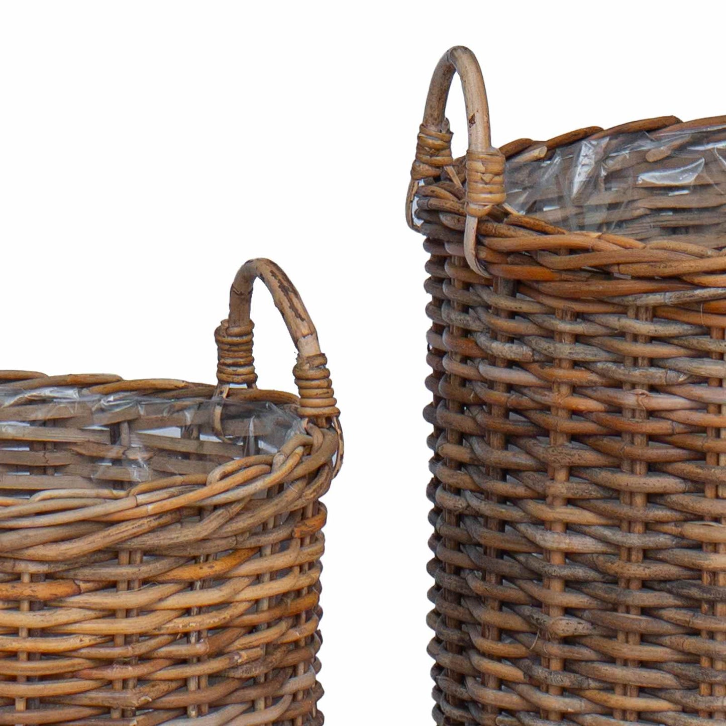 Planterkurv med lagring 2 stk. Naturlig brun Kubu Rattan