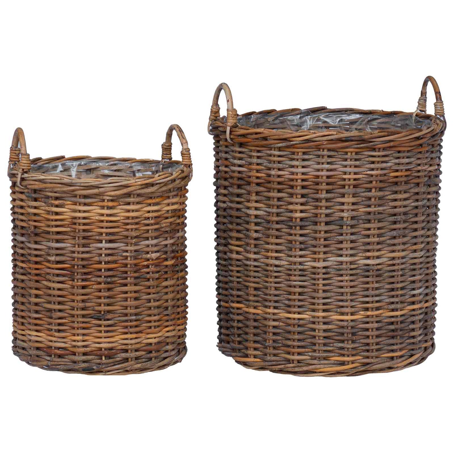Planterkurv med lagring 2 stk. Naturlig brun Kubu Rattan