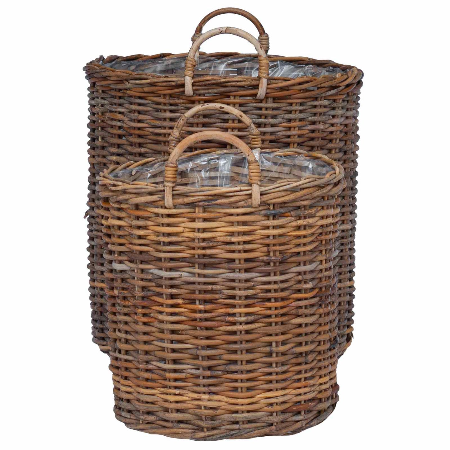 Planterkurv med lagring 2 stk. Naturlig brun Kubu Rattan