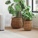 Planterkurv med lagring 2 stk. Naturlig brun Kubu Rattan