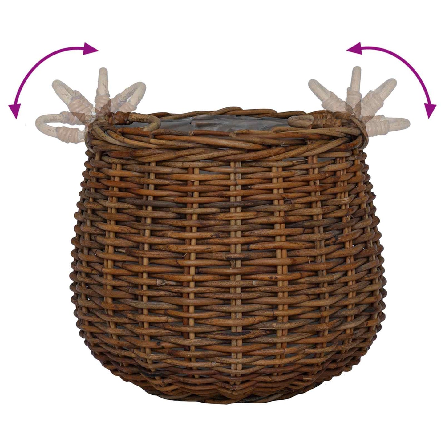 Planterkurv med lagring 2 stk. Naturlig brun Kubu Rattan