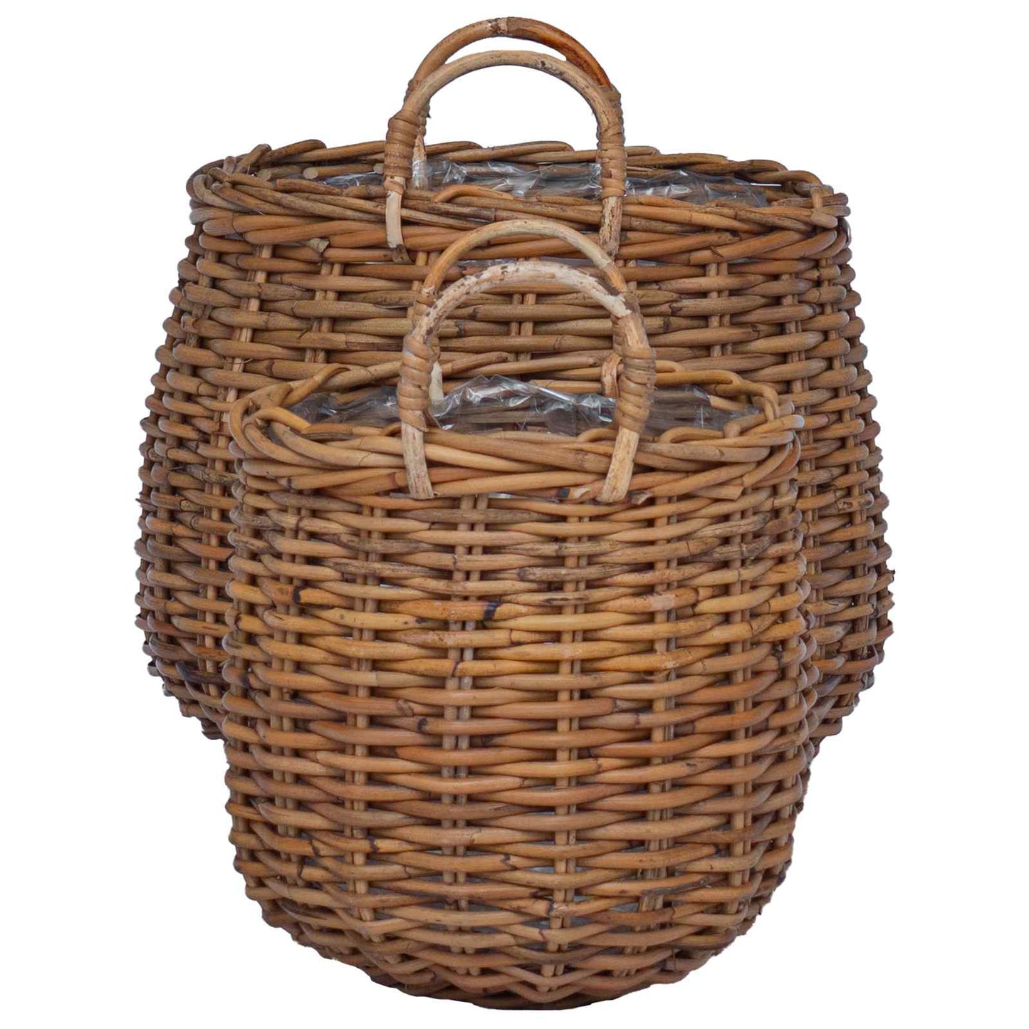 Planterkurv med lagring 2 stk. Naturlig brun Kubu Rattan
