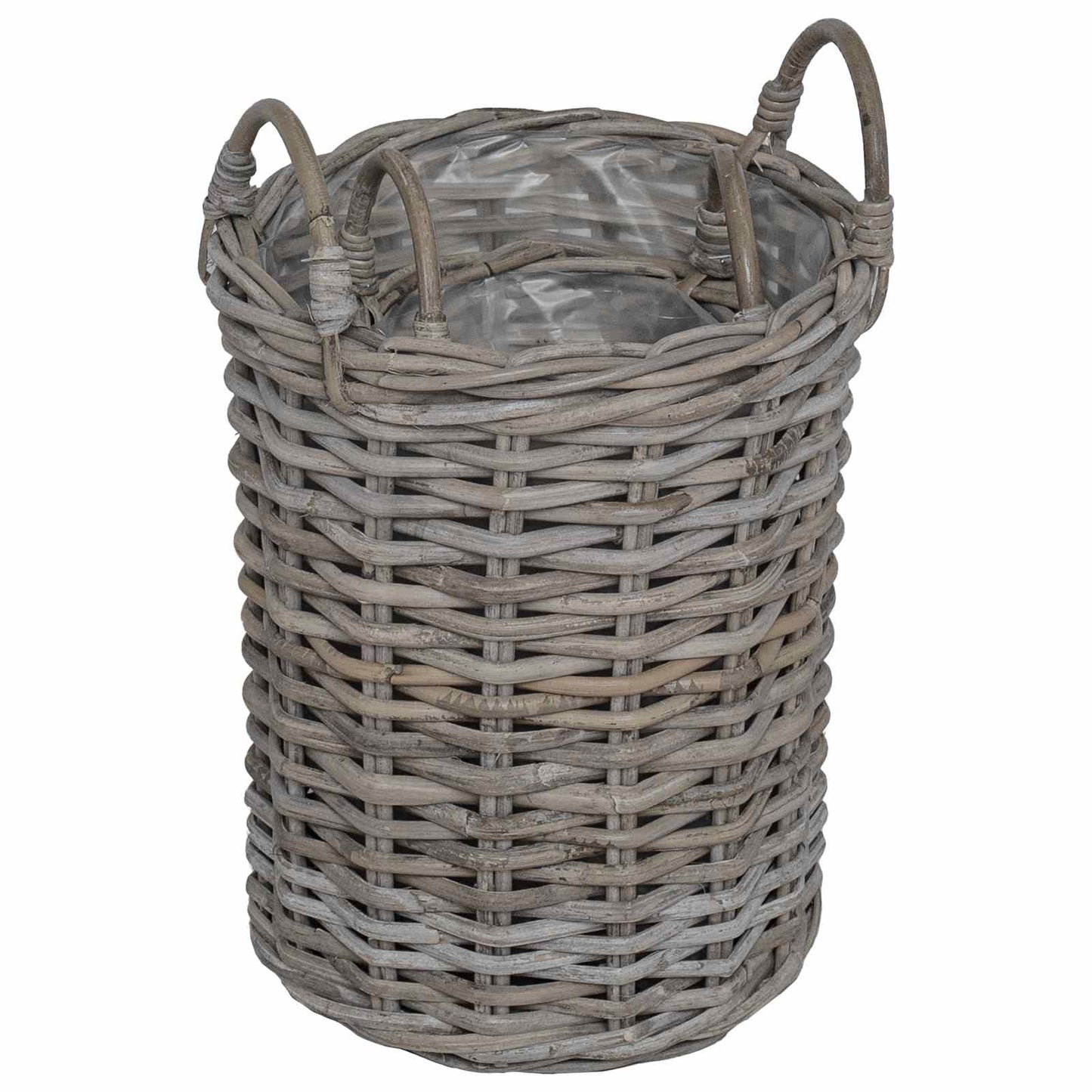 Planterkurv med lagring 2 stk. Naturlig grå Kubu Rattan