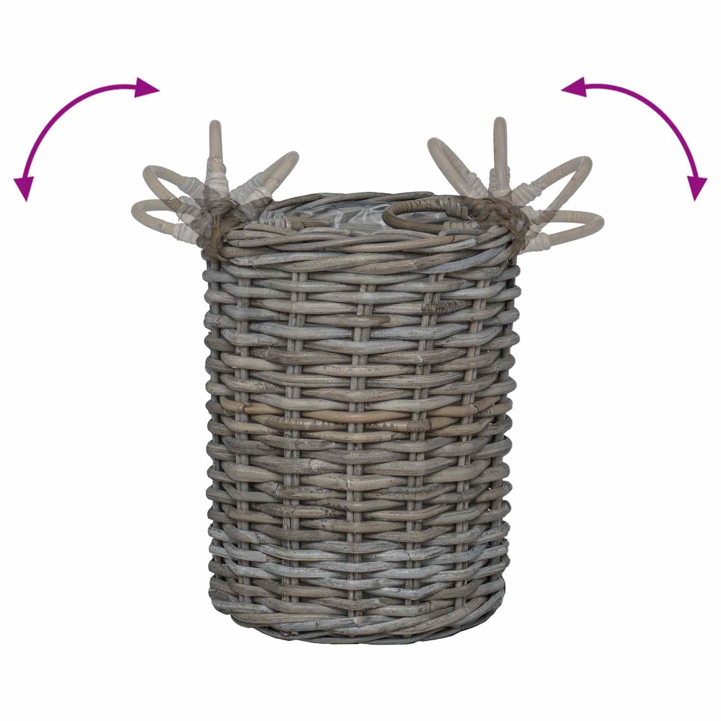 Planterkurv med lagring 2 stk. Naturlig grå Kubu Rattan